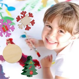 JYZPJ 30PCS Christmas Wood Ornaments Wooden Christmas Decorations Christmas Tree Wooden Decorations DIY Craft Making Party Decorations Wooden Tree Decorations Christmas Crafts (Type A)