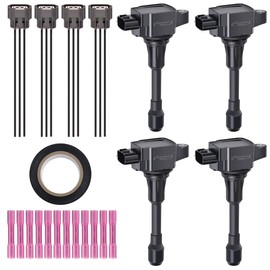Performance Master Set of 4 Ignition Coils Pack & Pigtail Connector Wiring Harness Kit Compatible with Infiniti Frontier Altima Versa Sentra NV200 Rogue 2007-2012 FX50 QX60 QX70 1.6L 2.4L 2.5L UF549