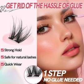 MLEN DIARY Self Adhesive Lash Clusters DIY Eyelash Extensions D Curl Natural 30Pcs Self Adhesive Cluster Lashes 10-14MM No Glue Individual Lashes Self Application at Home
