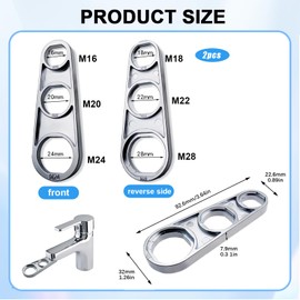 KHDULQ 2 x aerators for taps, multifunctional key tap key aerator key, 6 sizes, stainless steel, replacement aerator M16/M18/M20/M22/M24/M28, efficient tool