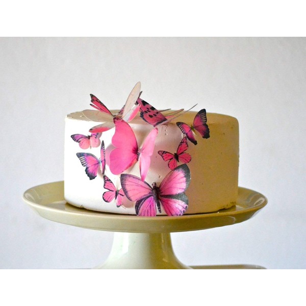 Edible Butterflies- Assorted Pink Set of 15 - Cake and Cupcake Toppers, Decoration
