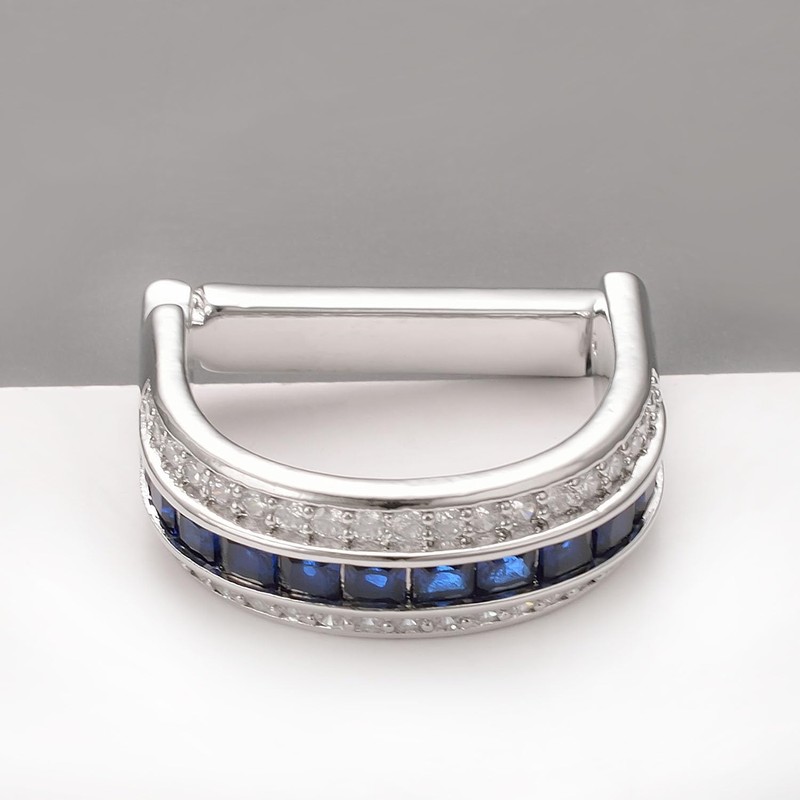 RunootPR Silver Tie Ring for Men Blue Crystal Tie Clip