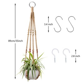 Augshy 2 Pcs Plant Hangers Hanging Plant Holder for Indoor Outdoor Decor Macrame Hanging Planter Basket with 4 Hooks(35 Inch)