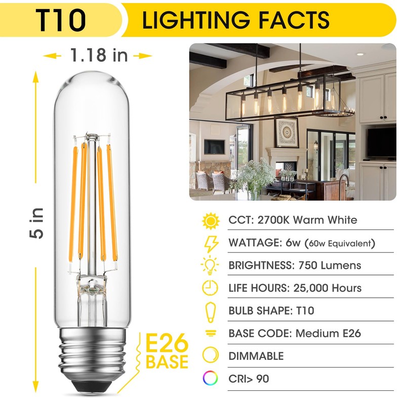 Gozelux Dimmable E26 LED Bulb 6W Equal 60 Watt Warm