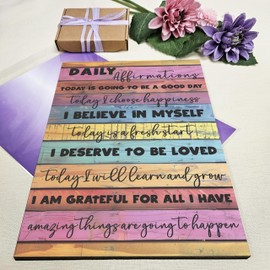 Motivational Wall Art Sign Plaque Inspire Every Day Vibrant Print Daily Affirmation A4 Wooden Home Décor Uplifting Decoration