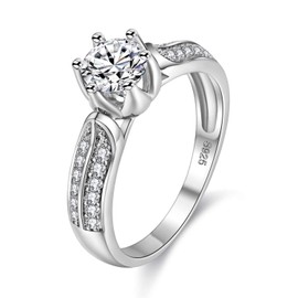 Fashion Engagement Wedding Rings for Bridal Women Cubic Zirconia Promise Rings White Gold Plated for Size 5 Y027