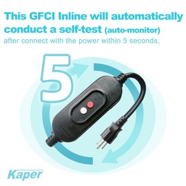 Kaper GFCI Inline Plug Replacement Assembly 3 Prong ,Auto-Monitor,Auto Reset, Waterproof, Ground Fault Circuit Interrupter for Power Pressure Washer, Power Tools, Lawn,Pool Pump,Replacement Plug