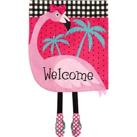 Briarwood Lane Fancy Flamingo Summer Burlap House Flag Welcome 28" x 40"