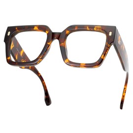 JFXQDR Oversized Blue Light Blocking Glasses for Women Men, Square Thick Frame Eyeglasses Anti Eyestrain & UV Glare RF6211 (Olive Green)