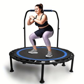 Workout Accessories 40" Foldable Fitness Trampoline for Adults with Adjustable Foam Handles, Durable PP Frame, Ideal for Indoor/Outdoor Exercise trampoline rebounder trampolines jumping trampoline trampolines in ground trampoline trampoline fitness - Col