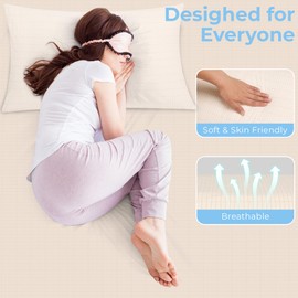 VigorVortex Grounding Pillowcase Queen, 90% Organic Cotton and 10% Sliver Fiber for Better Sleep with Grounding Cords 20x30in Beige