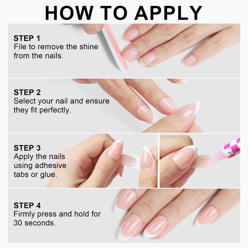 Light Pink Short Almond Press On Gel Nails 16 Sizes