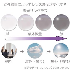 Eight Tokyo PH-LSM Dimming Sunglasses, Blue Light Reduction, UV Protection, Light Smoke, 7 clear/dimmable light smoke