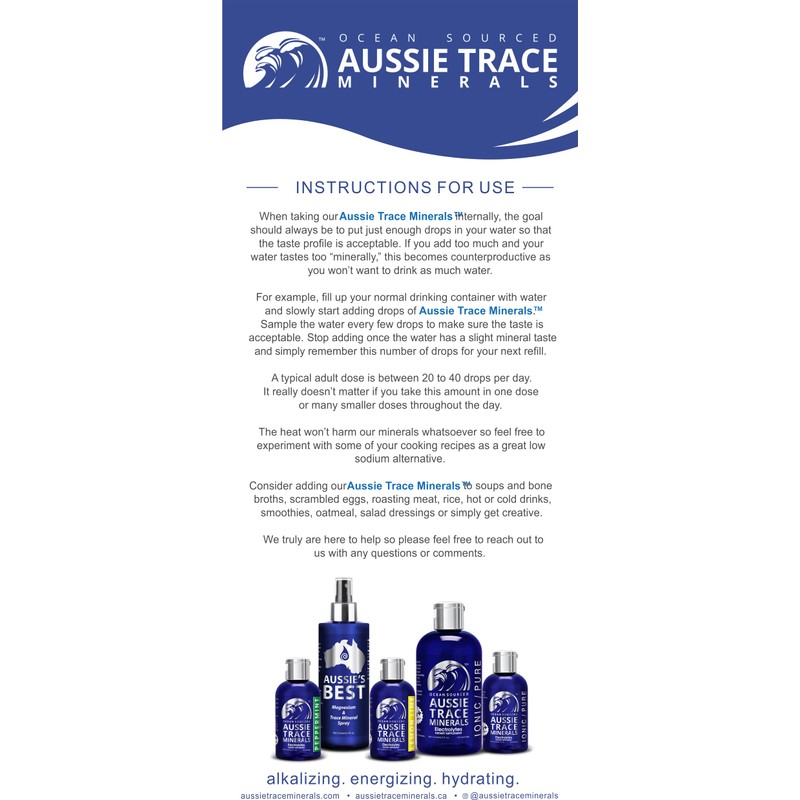 Aussie Trace Minerals - Magnesium Rich, Low Sodium, Complete Electrolyte
