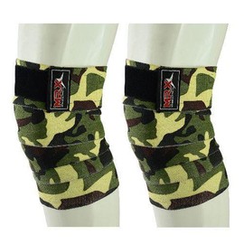 MRX Weightlifting Knee Wraps Gym Workout Lifting Wrap Camo Style Unisex - Color: Camo Green