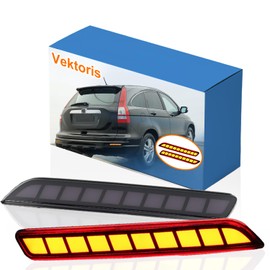Vektoris 1 Pair LED Rear Bumper Lights Reflector Lamp for Honda CRV CR-V 2010 2011, Function as Daytime Running Light DRL & Turn Signal Light & Brake Light,OE Number# 33555-SWA-J01 (Smoked Lens)
