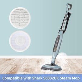 Replacement Steam Mop Pads for Shark S6002UK Steam Mop, Reusable Steam & Scrub All-in-One Cleaning Pads, Scrubbing and Sanitizing Rotating Power Pads for All sealed hard floors (6PCS)