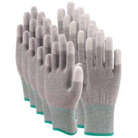 Aquamie Anti-Static Anti-Static Gloves, Fingertip Coating, Carbon Fiber, Antistatic Gloves, Work 5 Pairs Set (L)