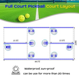 Reusable Pickball Court Stencil Kit – 44x20 ft Full-Size Stencil, Durable Plastic Court Liner for Concrete, Easy Setup with Complete Accessories (Not Paperboard)