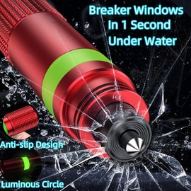 Car Window Breaker and Seatbelt Cutter Keychain,2 in 1 Safe Hammer Glass Break Underwater,Safety Automotive Emergency Escape Tool (2, redblack)