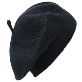 Classic Winter Knitted Artist Hat French Style Beret (Black)