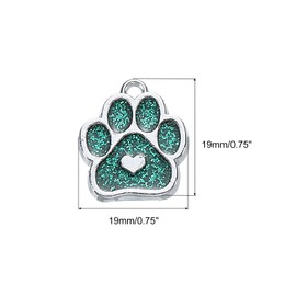 MECCANIXITY Cat Dog Paw Charm Footprint Paw Print Charm Alloy Enamel Pendants Dark Green for DIY Jewelry Making, Earrings Necklaces Bracelets, Crafts, 16 Pack