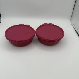 Tupperware Modular Bowls Round Nestingsmall 2.5 cups Rhubarb Set of 2