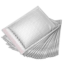 sourcing map Thermal Bubble Mailer, 9.8 × 7.9 Inch Silver Self Seal Cool Bubble Mailers Foil Mailing Envelopes for Books,Food,Cosmetics, Pack of 20