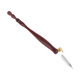 Dip Pen Holder Lightweight Slant Wooden Pen Holder with Metal Flange for English Calligraphy Cartoon Caricature