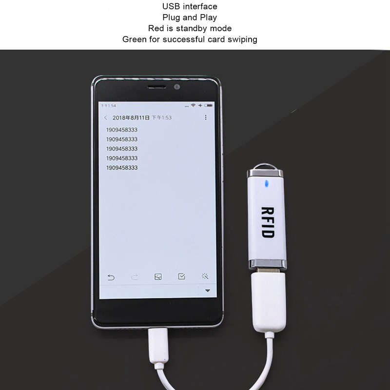 125KHz Portable RFID Reader 5V 100MA U Disk Shape ID