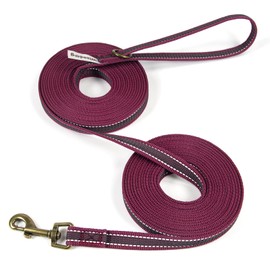Wisedog Burgundy 10m Reflective Long Line Lead for Dogs - Lightweight Dog Leads with Strong Grip Anti-Slip Rubbers - Extra Long Leash for Indoor and Outdoor Activities