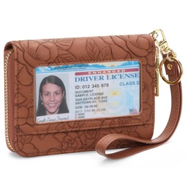 SENDEFN Credit Card Holder Wristlet Woman Wallets RFID Blocking Zipper Purse with ID Window