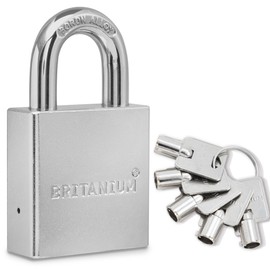 Britanium® SFL60 High Security Padlock - Chrome Plated Steel with Boron Alloy Shackle, 5 Tumbler Keys, Weather-Resistant Design for Professional Security Applications