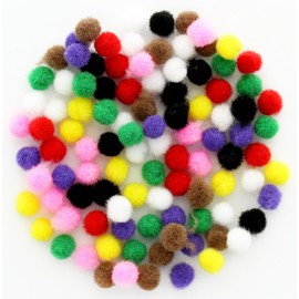 Essentials by Leisure Arts Pom Poms - Multi - 5mm - 100 Piece pom poms Arts and Crafts - Assorted Pompoms for Crafts - Craft pom poms - Puff Balls for Crafts