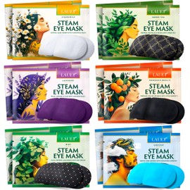 Heated Eye Steam Mask Dry Eyes Self Warm Compress Dark Circles Puffiness Set of Scent (Lavender, Chamomile, Green Tea, Mint, Mandarin Basilic, Unscented) Pack of Masks for Women