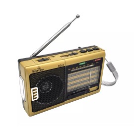 Sunflash Gold Bluetooth AM/FM/SW 9CH Radio W/ Flashlight USB/TF MP3 Portable Speaker