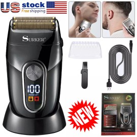 Surker USB Electric Shaver for Men Wet Dry Razor 4D Foil Shaver Hair Trimmer Kit - Black