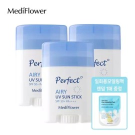 Mediflower [메디플라워]퍼펙트 에어리 유브이 선스틱 23gx3개 / 일회용 모델링팩 1개 랜덤증정 [Mediflower] Perfect Airy UV Sun Stick 23gx3 / Random Gift of 1 Disposable Modeling Pack