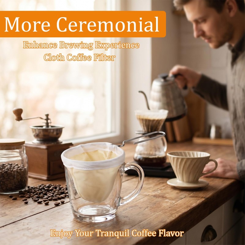 Elegaperma 5 Pcs Cloth Coffee Filters Reusable, Coffee Strainer Cloth