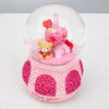 Snow Globe, 100mm Pink Resin Bear Sit Back The Flower