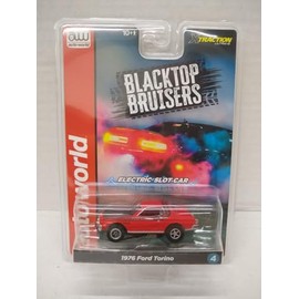 Auto World SC417-4A Blacktop Bruisers 1976 Torino HO Scale Electric Slot Car - Red with Black