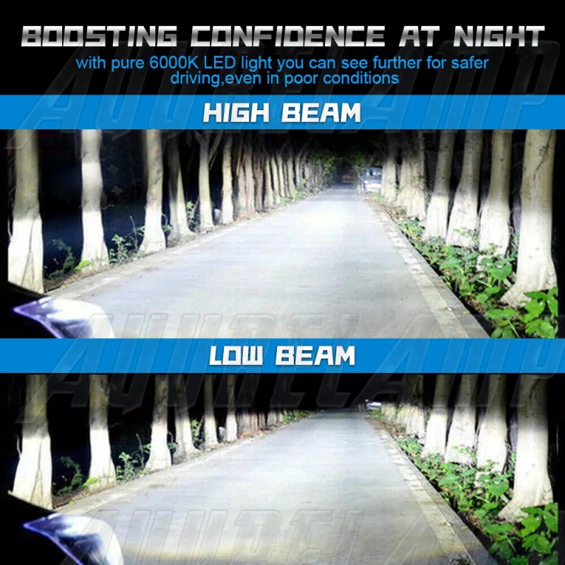 AuureLamp 9007 HB5 Combo LED Headlight High/Low Beam Bulbs Maximum