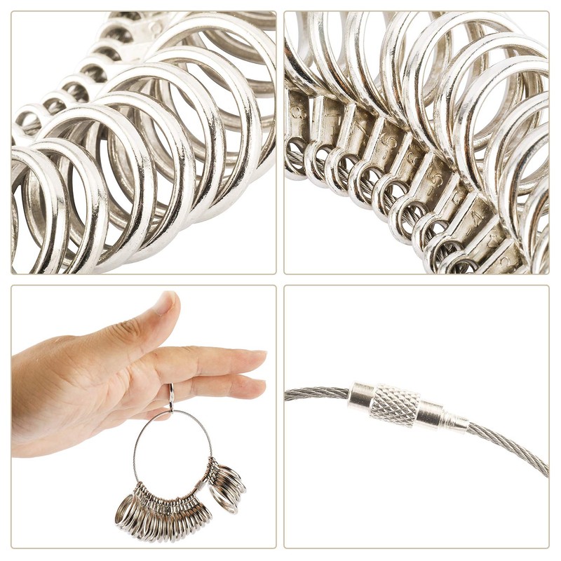 Jewelry Ring Mandrel Sizer Gauge Tools Set, Stainless Steel Ring