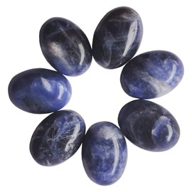 Manekieko 7 Pcs Natural Sodalite Oval Cabochons Flatback Crystal Stone Gemstones Beads for Jewelry Making DIY,18x13mm