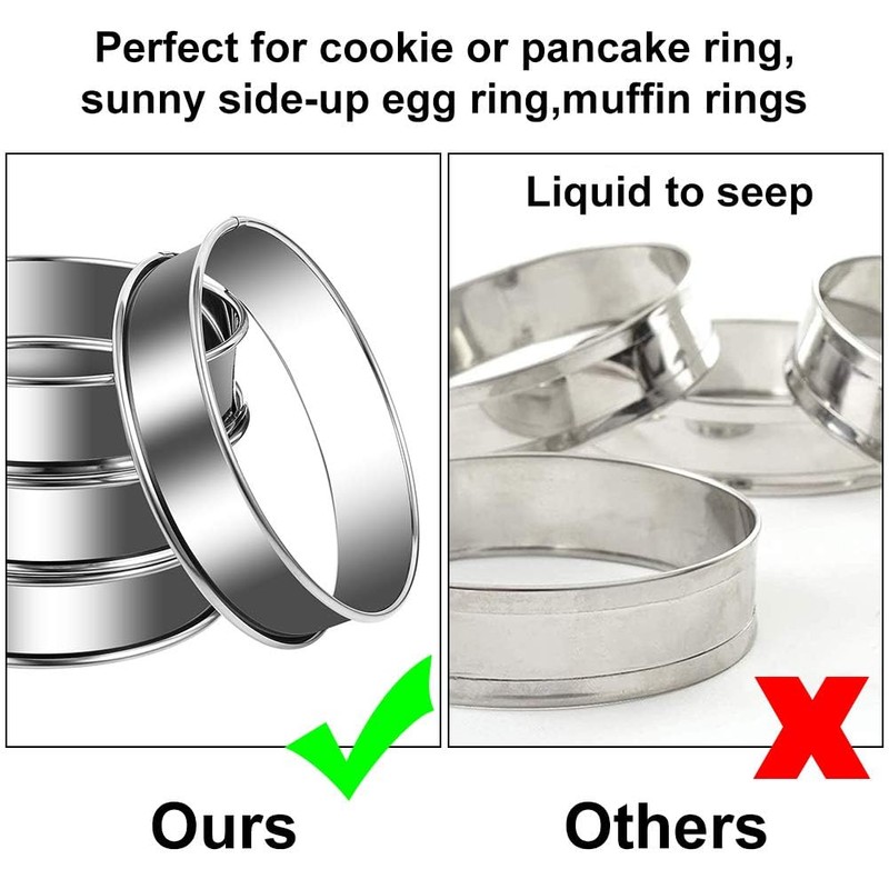 6 Pcs Stainless Steel Baking Rings – 8.5cm Round Crumpet