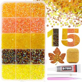 15000Pcs Resin Jelly Rhinestones for Bedazzling, Mixed Size 3/4/5 mm Flatback Gems for Crafting, Yellow Jelly Rhinestones Bedazzler Kit for Book Crafts Clothing Shoes Nail Art Makeup