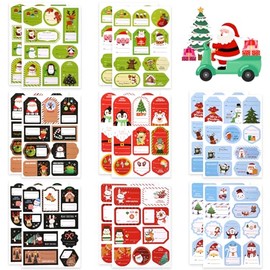 Simpeak 150 Piezas Pegatinas, Autoadhesivo Pegatina de Pingüino de Papá Noel con Arbol, Pegatina de Sello de Regalo, Pegatinas Bonitas de Invierno para Regalo de Navidad, 16 Hojas, 8 Estilos.
