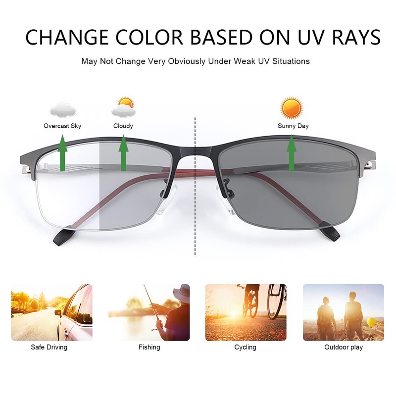 YIMI Photochromic Progressive Multifocus Reading Glasses for Men Women Spring