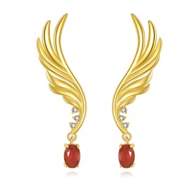 SHINYKEND Red Agate Angel Wing Earrings for Women, 925 Sterling Silver Moissanite Wing Earrings Exquisite Jewelry Gifts for Wife Mother Sister, Birthday Anniversary (style-1)