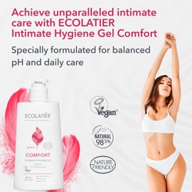 Comfort Intimate Hygiene Gel ECOLATIER - Feminine Wash, Vegan Certified, 98.5% Natural - pH Balanced for Daily Intimate Care - Gentle and Soothing Wash, pH Balanced - 8.5 Fl Oz